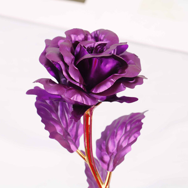 24k guldpläterade gyllene rosa blommor årsdagen Alla hjärtans dag Purple
