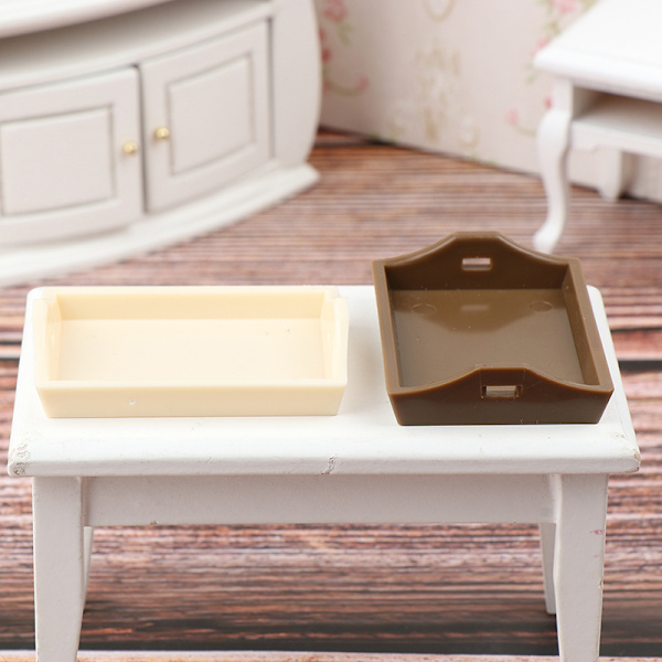1/12 Dollhouse Fruktbricka Leksaker Dockhus Minidekorationer Acce Beige