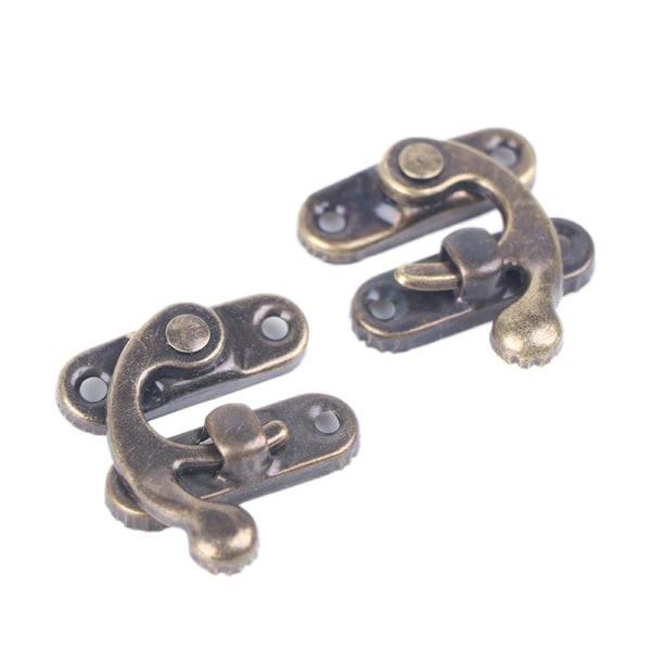 Liten Silver Hasp Spärr Bröstlås Smycken Vin Trälåda Kr Left