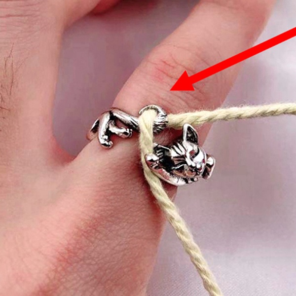 1X Justerbar Stickögla Virkad Loop Stickring N1