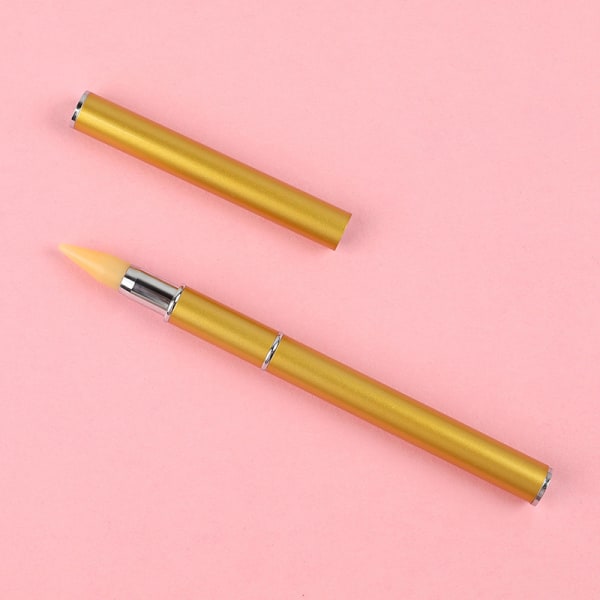 Nail Dotting Pen Dual Ended Art Brush Rhinestone Rotary Push Pi Gold