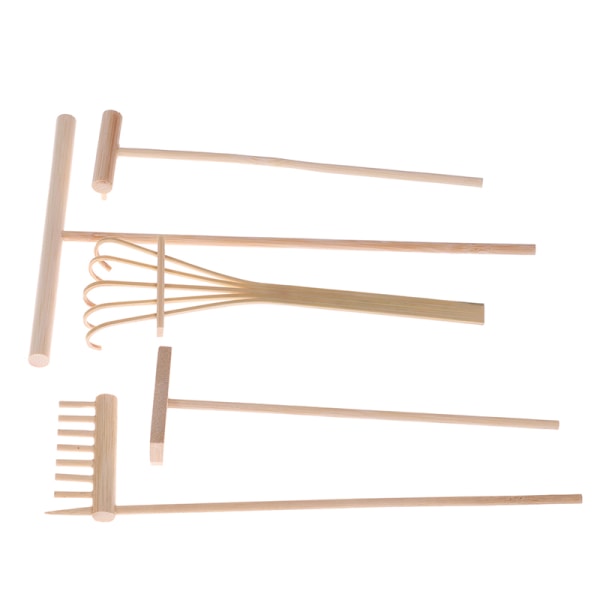 1/5 st Mini Bamboo Rake för Zen Garden Sand Bordsskiva Meditation 5(4 tooths 1Pc)