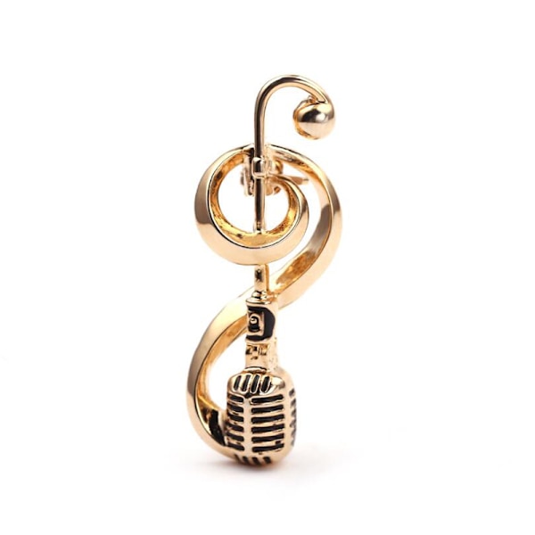 Antik Mikrofon Musiknot Brosch Krage Pins Kvinnor Corsage