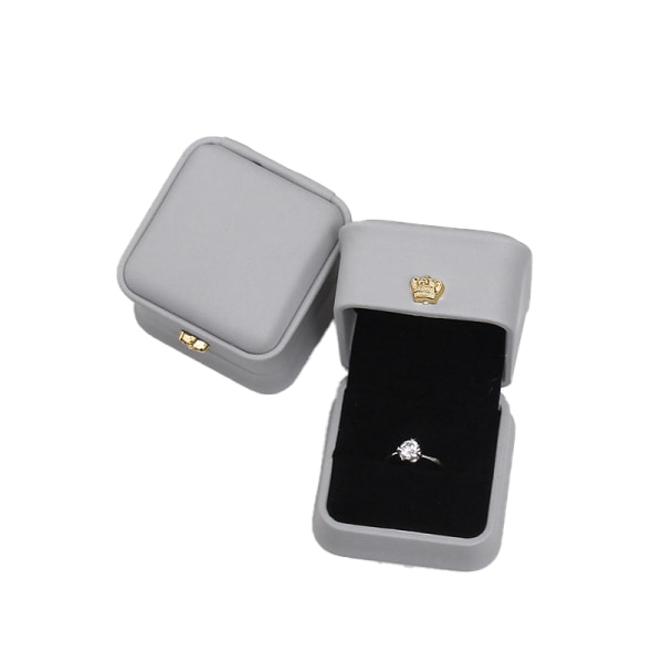 Hög kvalitet fyrkantiga PU-örhängen Ring Box Smycken White