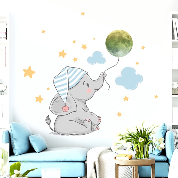 Luminous Moon Elephant Väggdekal Pojke Flicka Barnrumsinredning Ca 00d0 |  Fyndiq