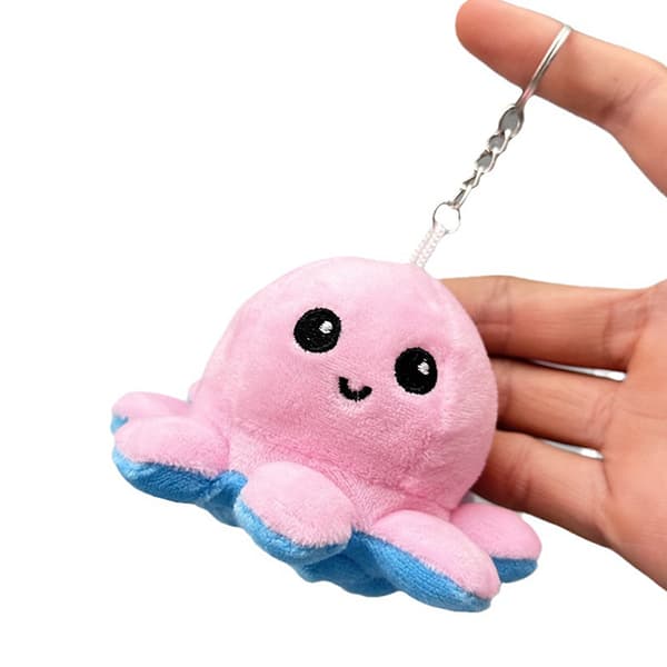 Mini Octopus e Plush Doll Reverse Toy Keychain Kawaii Fluffy St A1