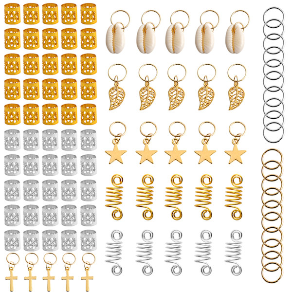 60-170 st Mix Hårringar Fläta Dreadlocks Pärlor Manschetter Clips 100pcs