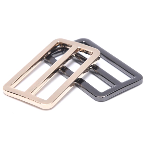 Rektangel metall Tri Glide ryggsäck Strap Juster väska Spänne Webb Black 2.5cm