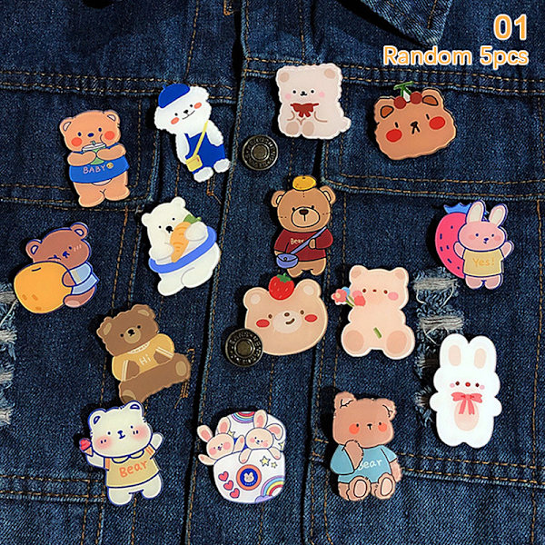 5 st Kawaii-stil akrylbrosch Studentbrosch Unisex Lapel B 01 random 5pcs