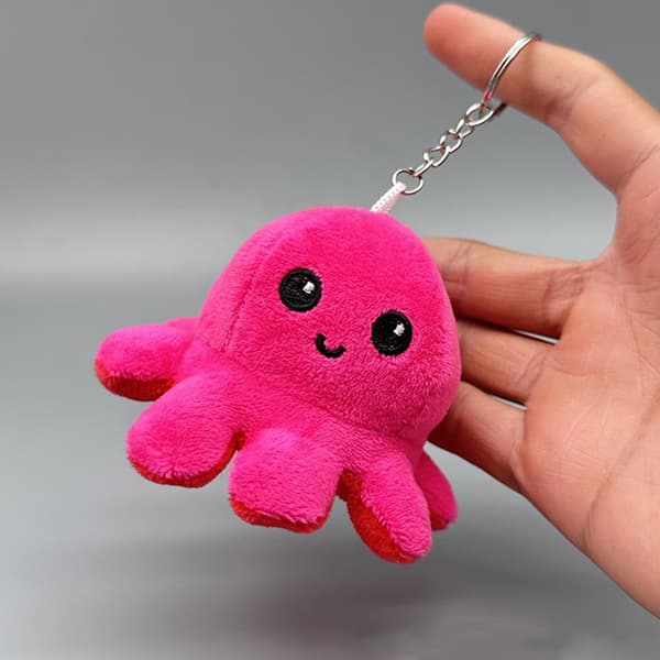 Mini Octopus e Plush Doll Reverse Toy Keychain Kawaii Fluffy St A3