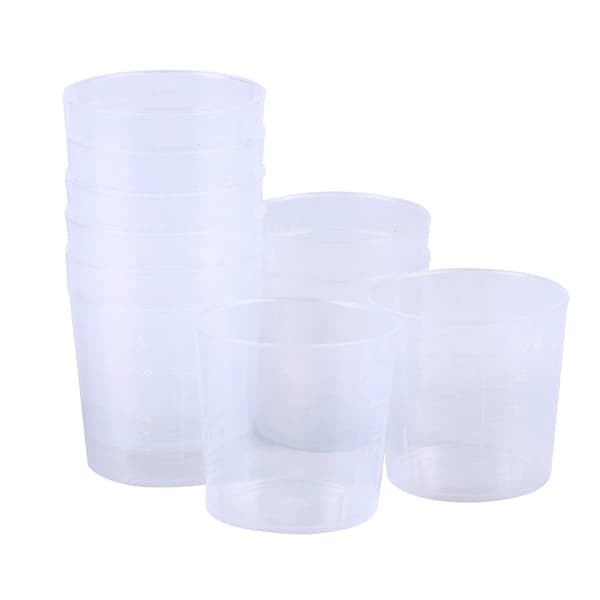 10st 60ML Laboratorieplast Graduerad Mätkopp Klar Sca