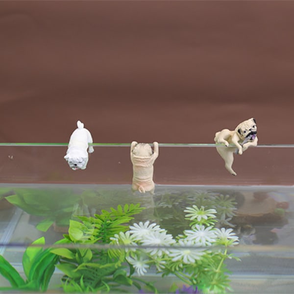 Hängande mops Hund Akvarium Prydnad Aquarium Vägg Landscaping De A