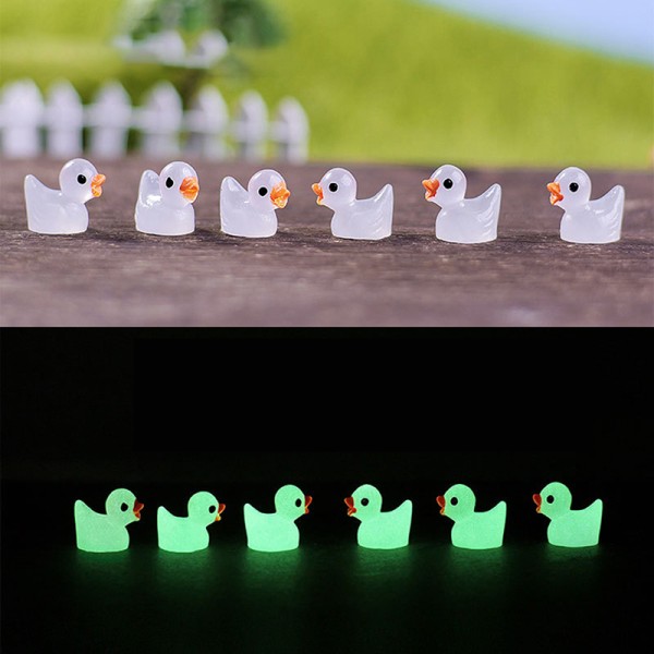 10st Mini Luminous Resin Ducks Glow in The Dark Miniature Orna