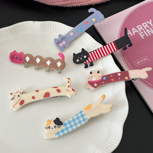 Tecknad hårklämma e Cat Shape Side Bangs Clip Makeup Tools Girl A5