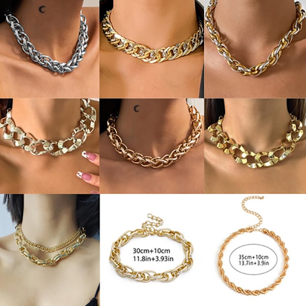 Punk Hip Hop Choker Halsband för kvinnor Statement Gothic Cuban C G3