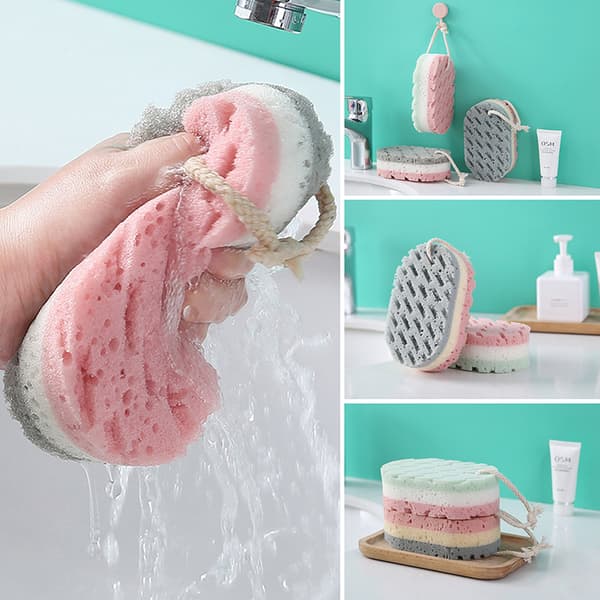 Sponge Bath Ball Shower Rub Exfoliering Massage Borste Badrum
