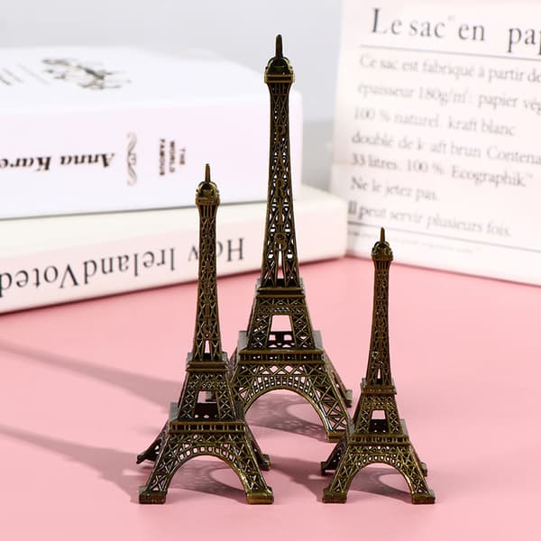Retro Paris Eiffeltorn Modell Hem Skrivbord Brons Metall Staty 10CM