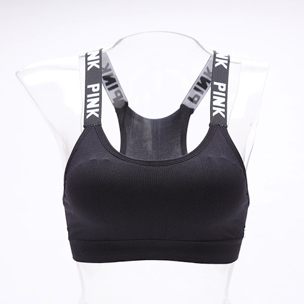 Dam Sport BH Fitness Top Bokstäver Yoga BH För Svart Vit Ru White