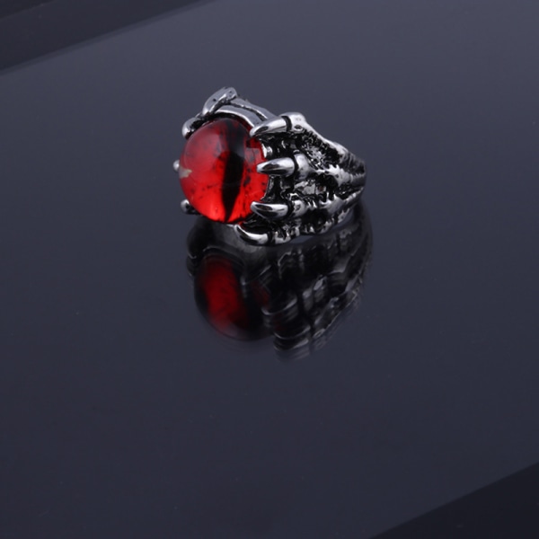Retro gotisk färg Evil Eye Ringar för män dominerande drake Red