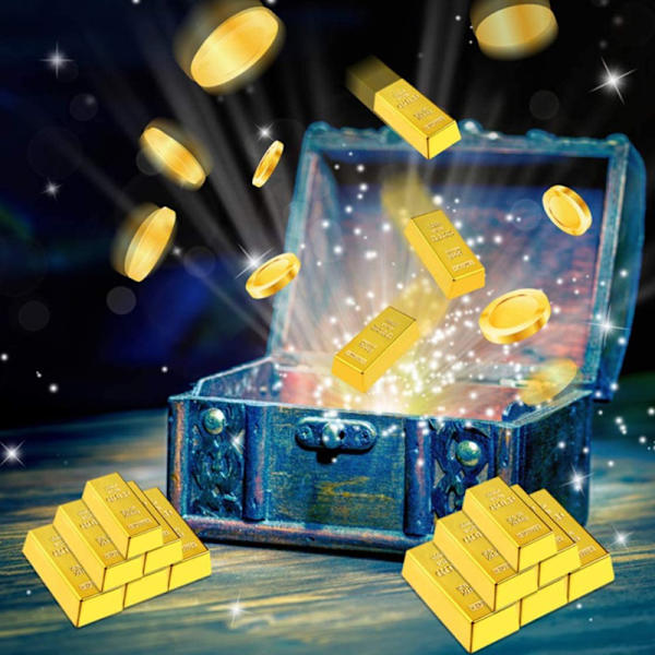 Plast Gold Bullion Simulerad Golden Brick Glittrande Guld B