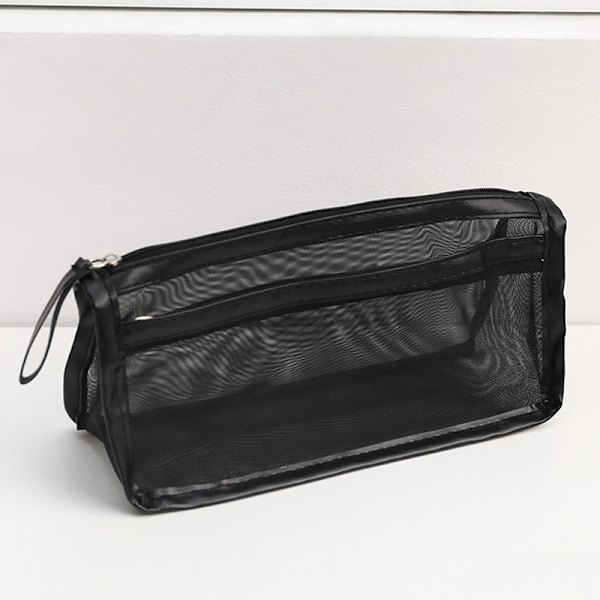 Stil Nylon förvaringsväska Bärbar Mesh Transparent case Black