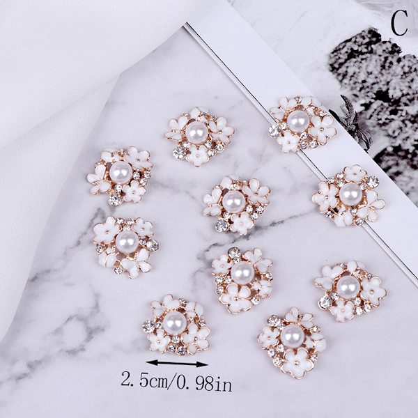 10st Pearl Rhinestone Utsmyckningar Knappar Flatback Decorati C