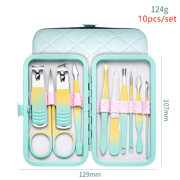 10/12/18 st Nagelklippare i rostfritt stål Set Manikyrverktyg Wi 10PCS