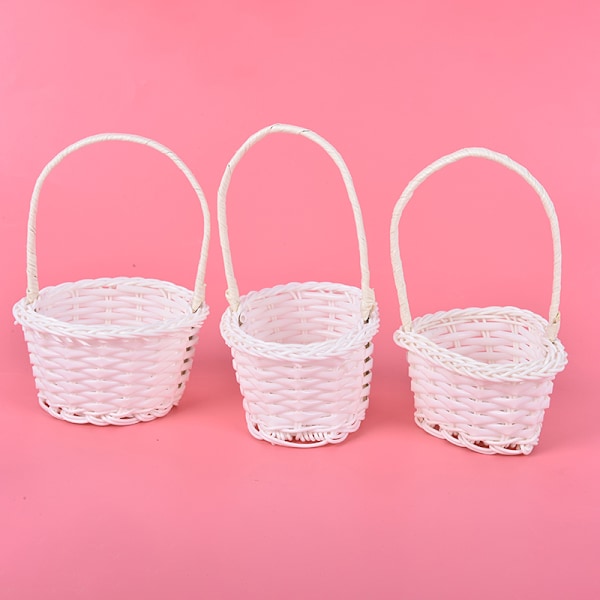 1st Handvävd Mini Plast Vävning Förvaring Tyg Korg Ratt Oval