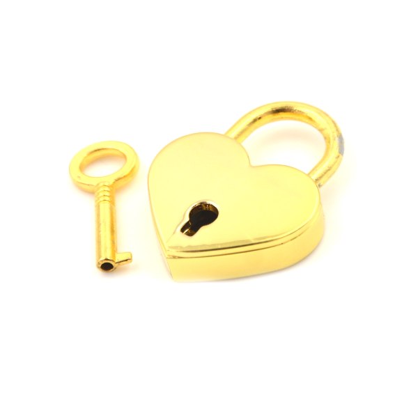 Mini Hänglås Love Heart Shape Hänglås Tiny Bagage Bag Case Loc Gold