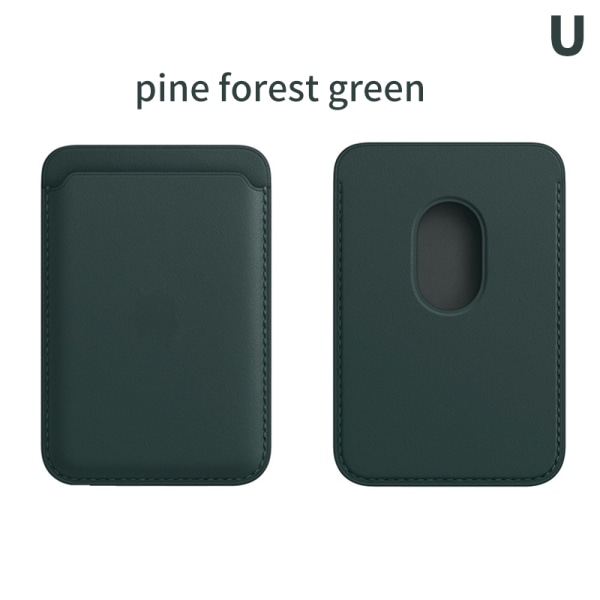 Lyxigt Läderkort Case Med För Magsafe Magnet För pine forest green