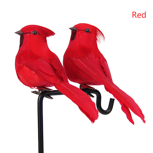 1st fåglar konstgjorda fjäderskumduvor bröllopsdekoration ve Red