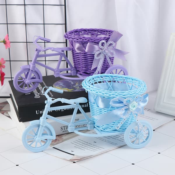 Liten Trehjuling Cykel Blomkorg Vas Förvaring Hemmakontor T White