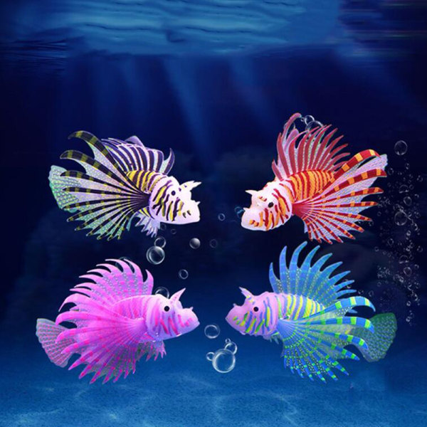 Akvarium Artificiell självlysande Lionfish Silikon Fisk Glow In Dar Purple