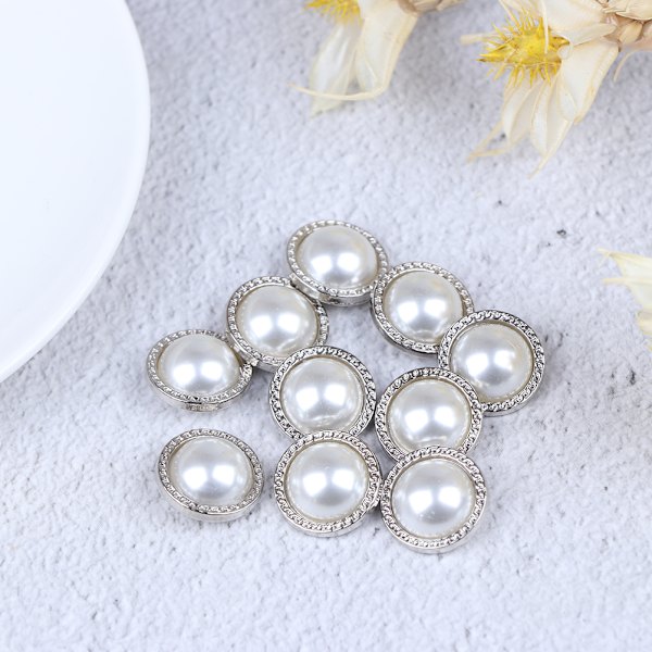 10 st Pearl Metal Shank-knappar för sömnad Scrapbooking DIY Cra Silver