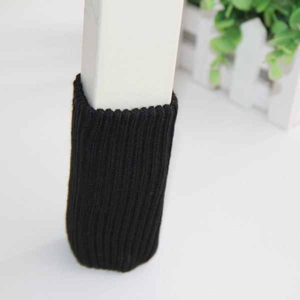 4 Styck Hög Elastisk Stickad Bordsstol Fötter Ben Strumpa Golvskydd Black
