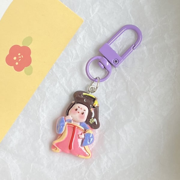 e Tang Dynasty Girl Resin Charms Nyckelring Hängen Väska Charm Ac Purple