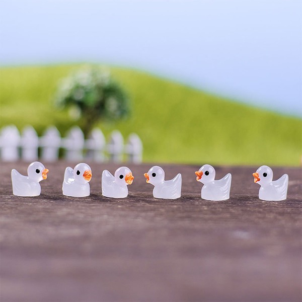 10st Mini Luminous Resin Ducks Glow in The Dark Miniature Orna