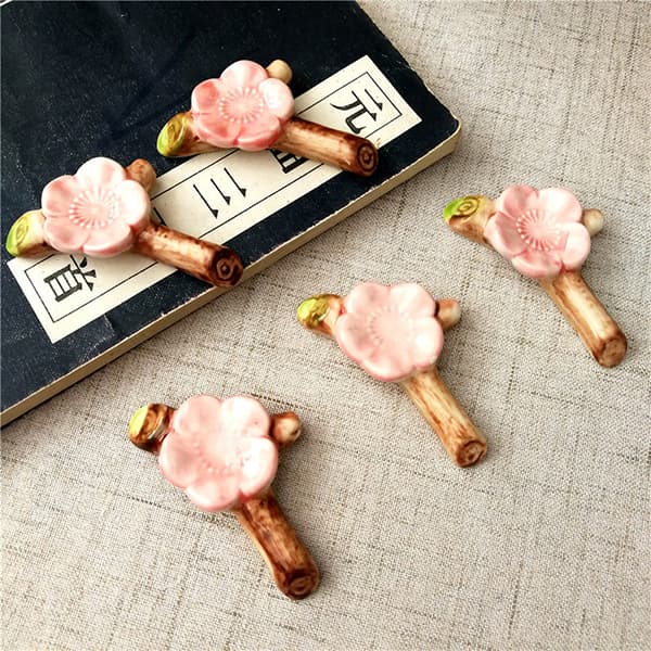 Porslinspinne Rest Sushi Cherry Blossom Sticks Hållare Rackce