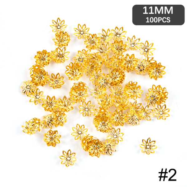 100 st 8-bladiga Lotus Bead Hat Hollow Flower Spacer Loos Charm B B