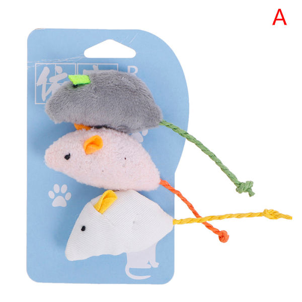 Kattleksaksimitation Plyschmus 3-pack innehållande kattmynta 1（Tricolor）