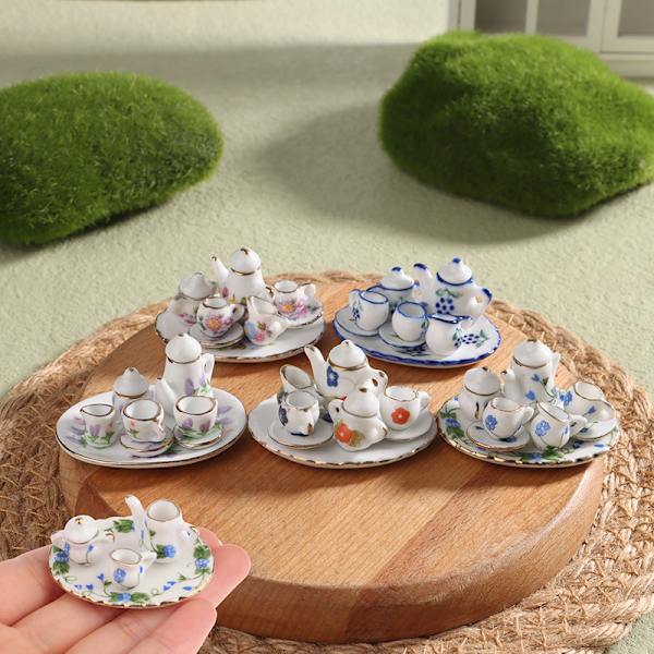 Set i miniatyr porslin Bordsservis Kök Dollhouse Tea A5