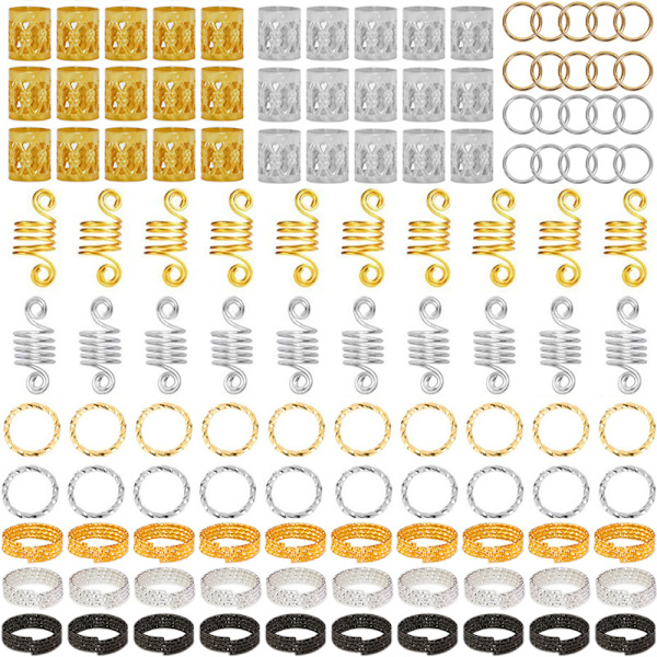 60-170 st Mix Hårringar Fläta Dreadlocks Pärlor Manschetter Clips 100pcs