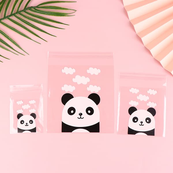 100st/pack Panda Dekoration Självhäftande kakpåse Bröllop S