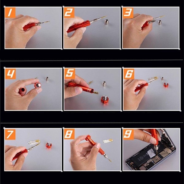 1st watch Reparation Reparationsverktyg Skruvar Remover Hand Tool Kit red