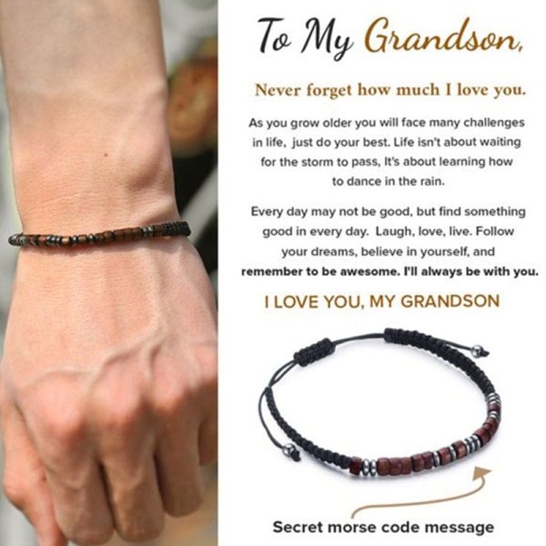 I Love You Morse Code pärlarmband för män till mitt barnbarn