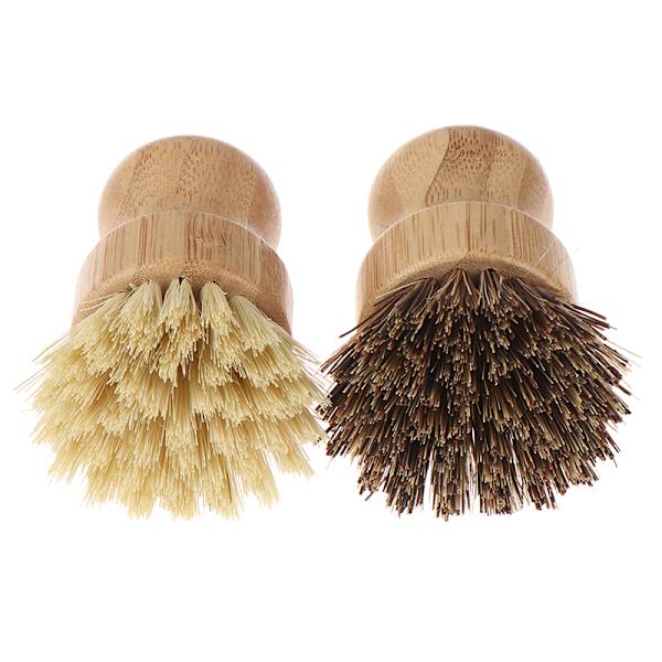 Köksrengöringsborste Sisal Palm Bambu Kortskaft Disk Brus A