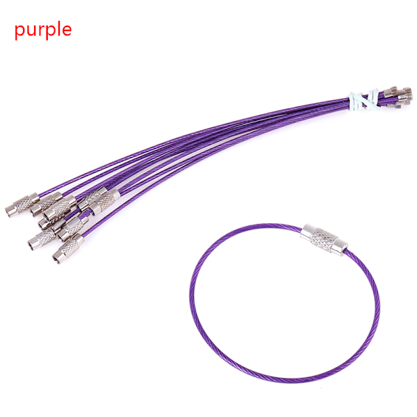 10 st 1,5*150 mm rostfritt stål cirkelöglahållare nyckelring Rop Purple