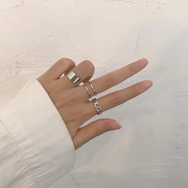 3 ST Hip Hop Silver Färg Finger Ring Justerbar Smycken Ring T