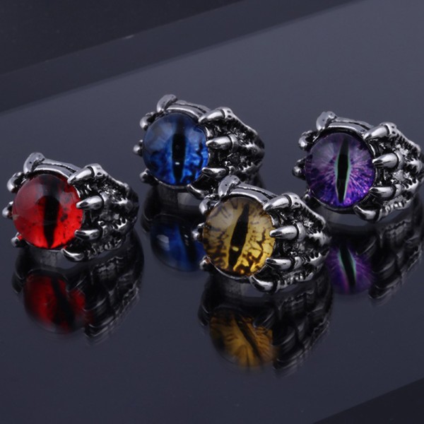 Retro gotisk färg Evil Eye Ringar för män dominerande drake Multicolor