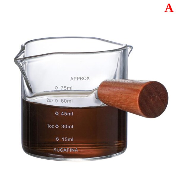 70/75 ml Värmebeständigt glas Espresso-mätkopp dubbel mun A